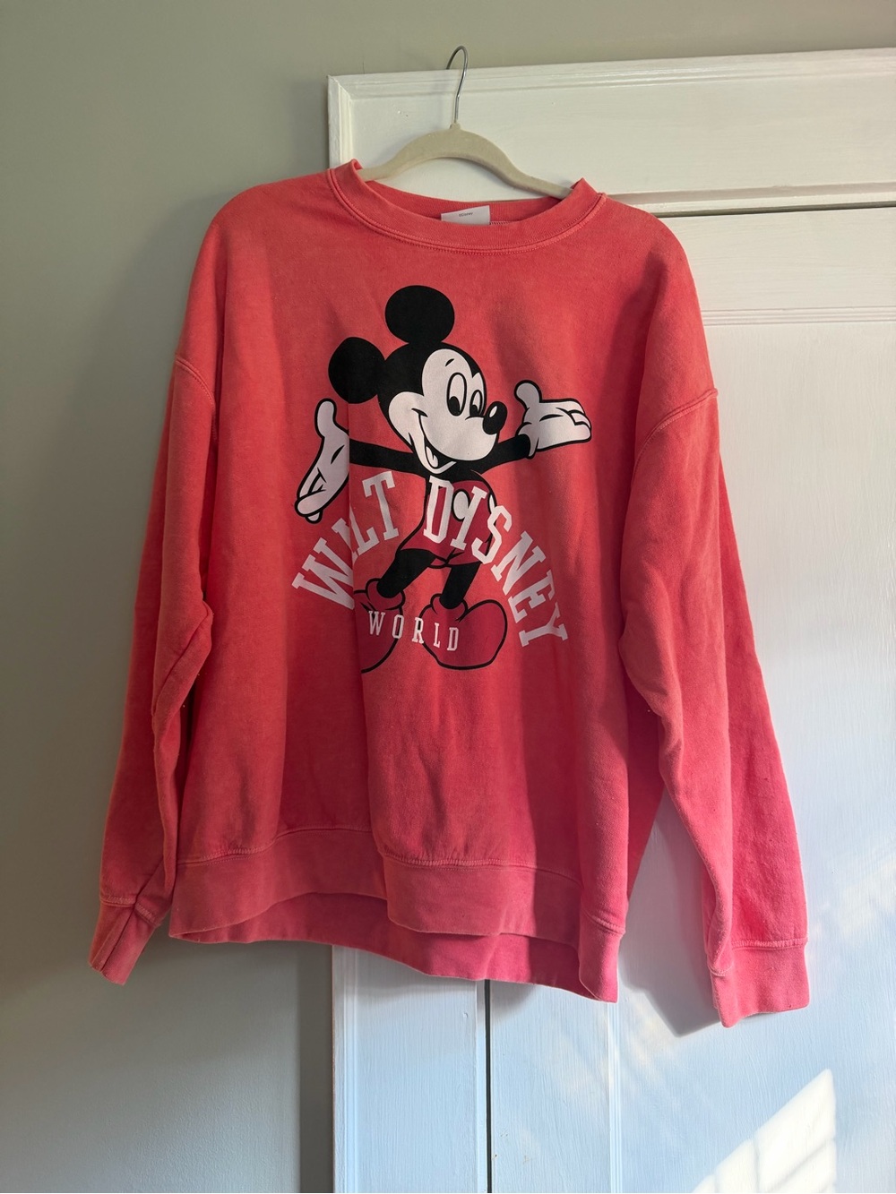 Walt Disney Coral Mickey Graphic Sweatshirt